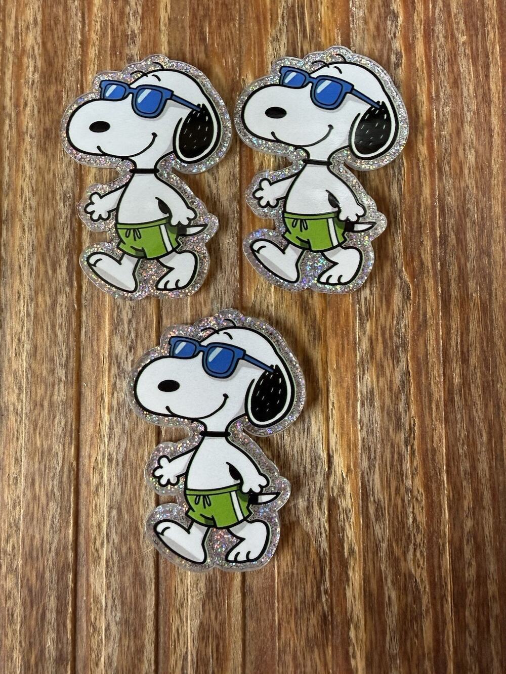 3 Pc Snoopy Acrylic Flatbacks